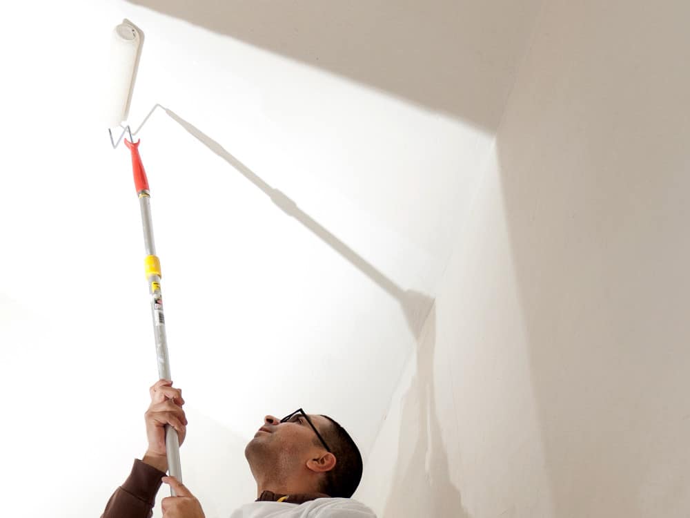pintor de techo de baño con moho